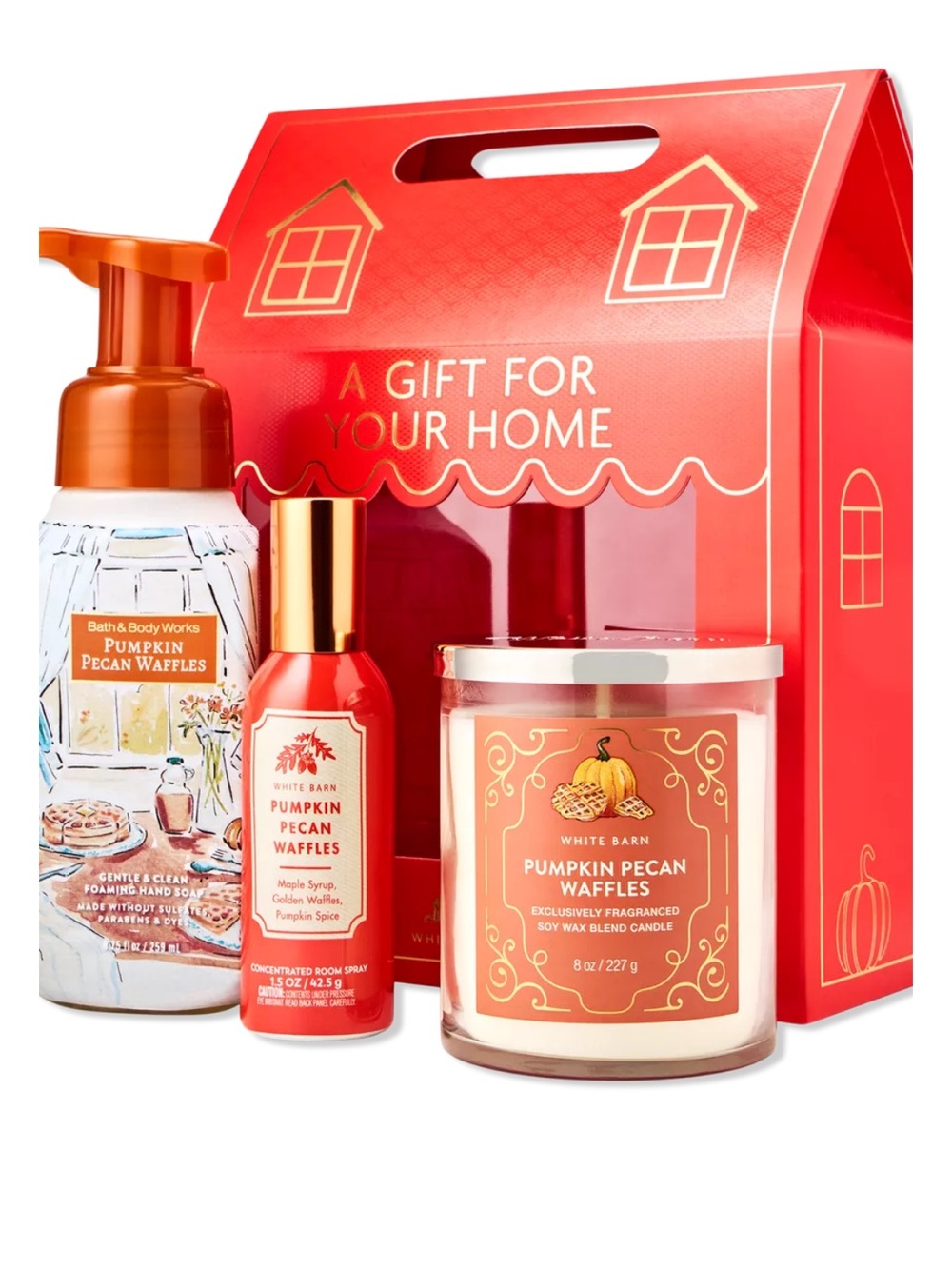 Bath & Body Works White Barn Pumpkin Pecan Waffles Gift Set - NWT Great Gift! X3